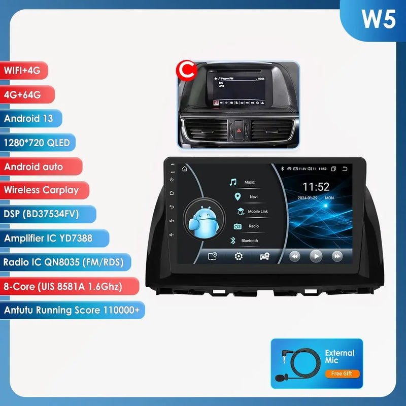Autoradio CarPlay Mazda CX-5 (2012-2015) – Écran 10,1 pouces, Android 13, vue 7