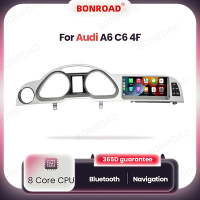Autoradio BONROAD CarPlay Android pour Audi A6 C6 4F 8 Cœurs