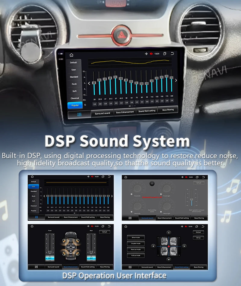 Autoradio CarPlay Kia Carens UN (2006-2012) – Écran 9 pouces, console type B, vue 18