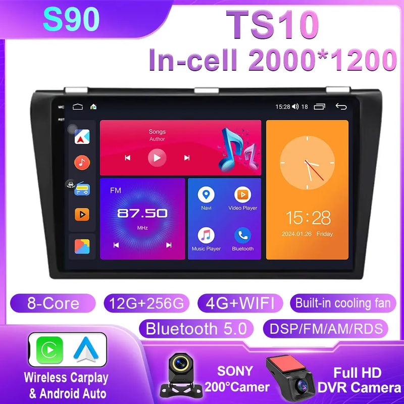 Autoradio CarPlay Mazda 3 (2004-2009) – Écran 9 pouces sans fil, 4G, jusqu'à 12 Go + 256 Go, vue 8