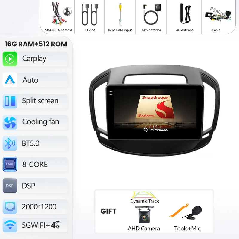 Autoradio CarPlay Opel Insignia (2013-2017) – Écran QLED, Android 16, jusqu'à 16 Go + 512 Go, vue 41