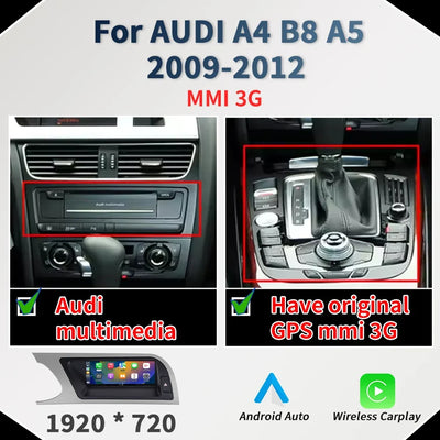 Becquet Voiture Autoradio Audi A4 B8 A5, Écran Tactile 8,9'' CarPlay