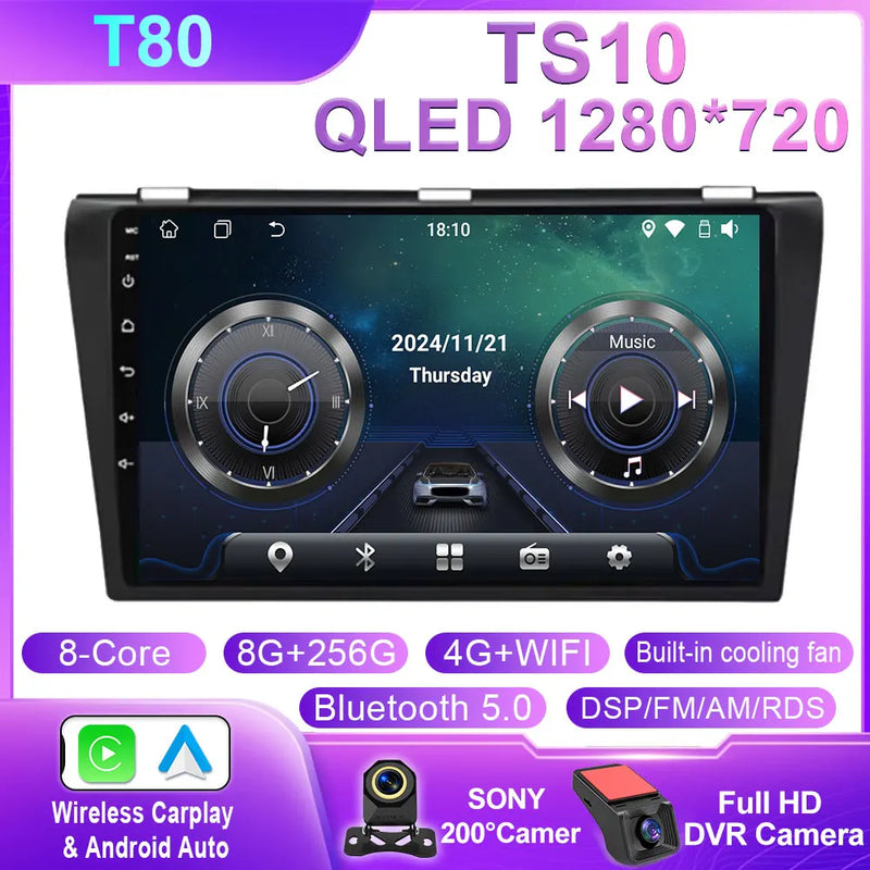 Autoradio CarPlay Mazda 3 (2004-2009) – Écran 9 pouces sans fil, 4G, jusqu'à 12 Go + 256 Go, vue 14