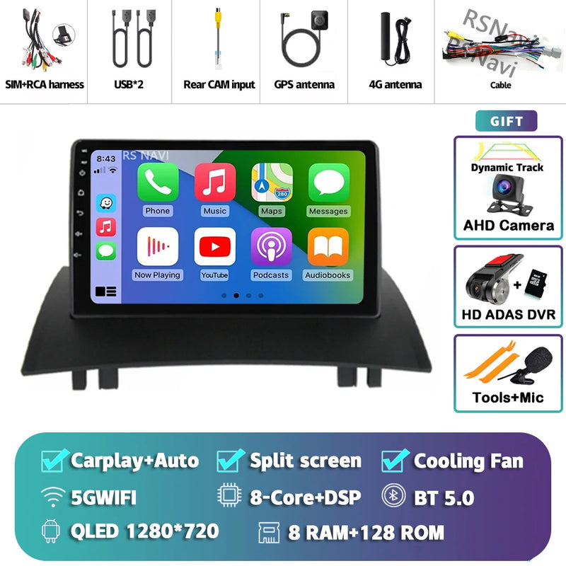 Autoradio CarPlay Renault Mégane 2 (2002-2009) – Écran 9 pouces, jusqu'à 16 Go + 512 Go, vue 29