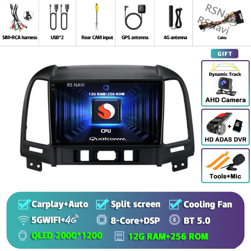 Autoradio CarPlay Hyundai Santa Fe 2 (2006-2012) – Écran 9 pouces, jusqu'à 16 Go + 512 Go, vue 37