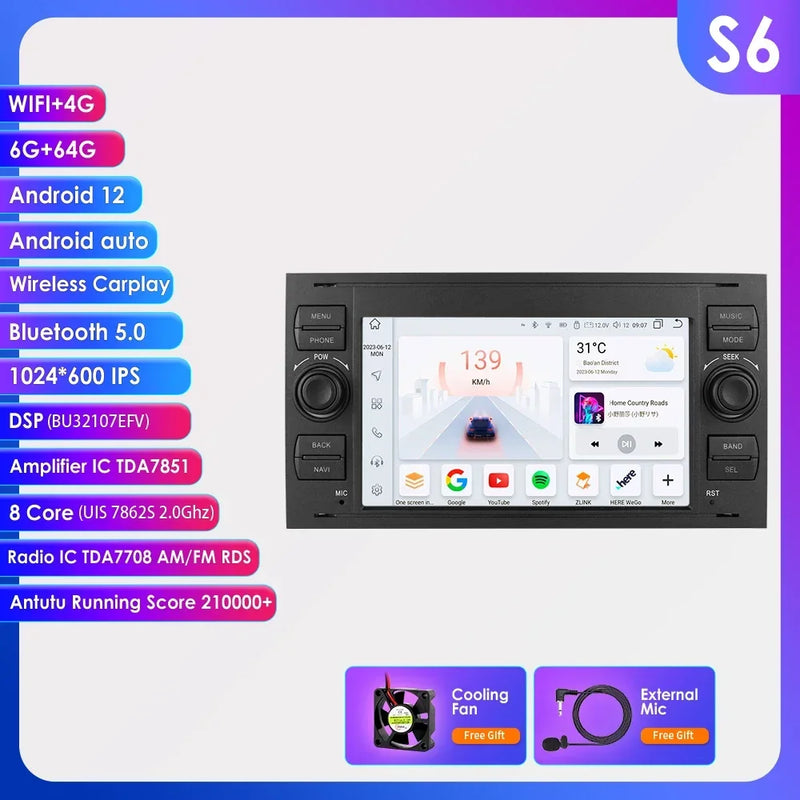 Autoradio CarPlay Ford Focus, Mondeo, S-Max et Kuga (2003-2012) – Écran 7 pouces, 2 DIN, vue 44