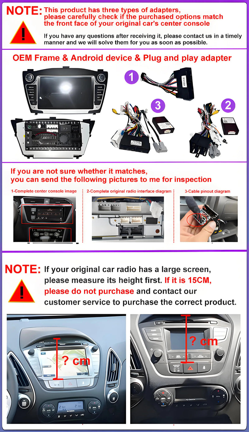 Autoradio CarPlay Hyundai ix35 (2009-2015) – Écran 7 pouces à boutons, jusqu'à 8 Go + 256 Go, vue 7
