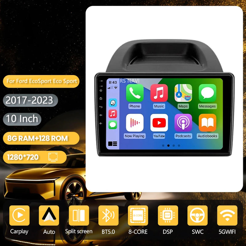 Autoradio CarPlay Ford EcoSport (2017-2023) – Écran QLED 10 pouces, vue 9