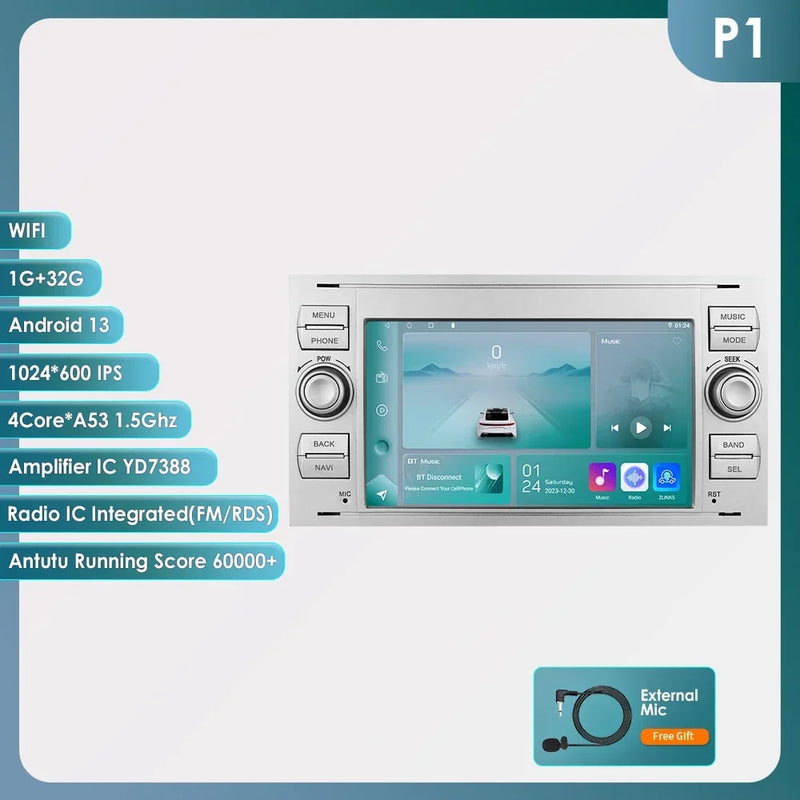 Autoradio CarPlay Ford Focus, Mondeo, S-Max et Kuga (2003-2012) – Écran 7 pouces, 2 DIN, vue 54