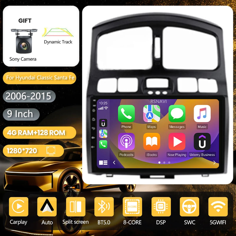 Autoradio CarPlay Hyundai Santa Fe Classic et SM (2006-2012) – Écran QLED 9 pouces, vue 32