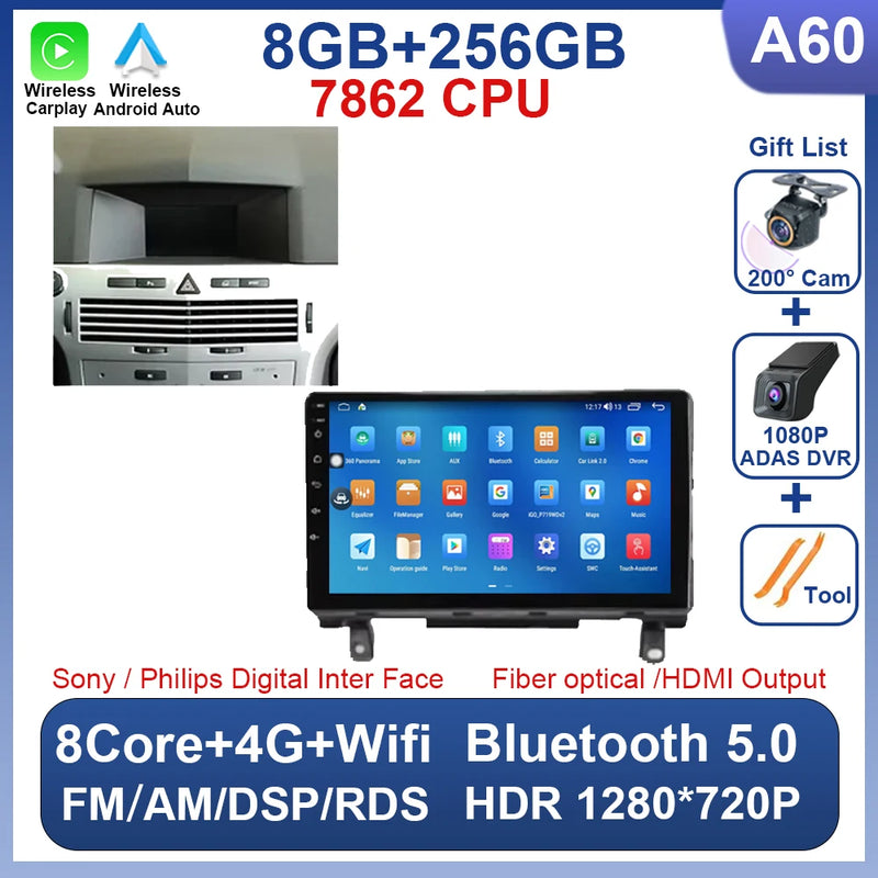 Autoradio CarPlay Opel Astra H (2006-2014) – Écran 9 pouces sans fil, jusqu'à 12 Go + 256 Go, vue 14