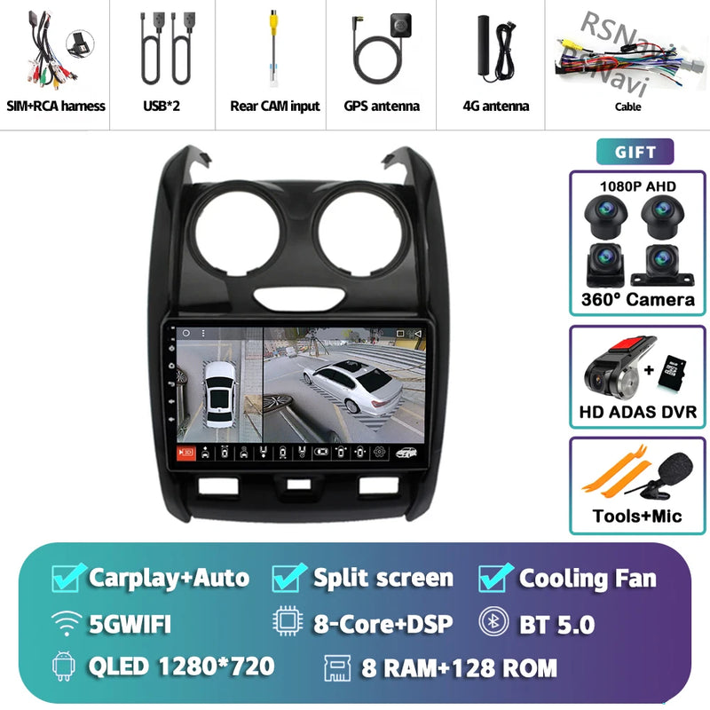 Autoradio CarPlay Dacia Duster (2015-2021) – Écran 9 pouces, Android 16, jusqu'à 16 Go + 512 Go, vue 30