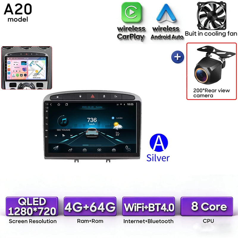 Autoradio CarPlay Peugeot 308, RCZ et 408 – Écran 9 pouces, Android 16, vue 21