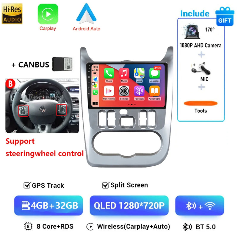 Autoradio CarPlay Dacia Logan 1 et Sandero (2009-2015) – Écran 9 pouces, jusqu'à 12 Go + 128 Go, vue 48