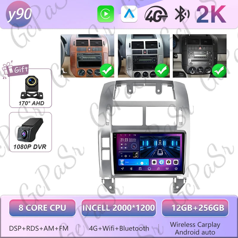 Autoradio CarPlay Volkswagen Polo 4 (2004-2009) – Écran 9 pouces, cadre noir ou argent, vue 30
