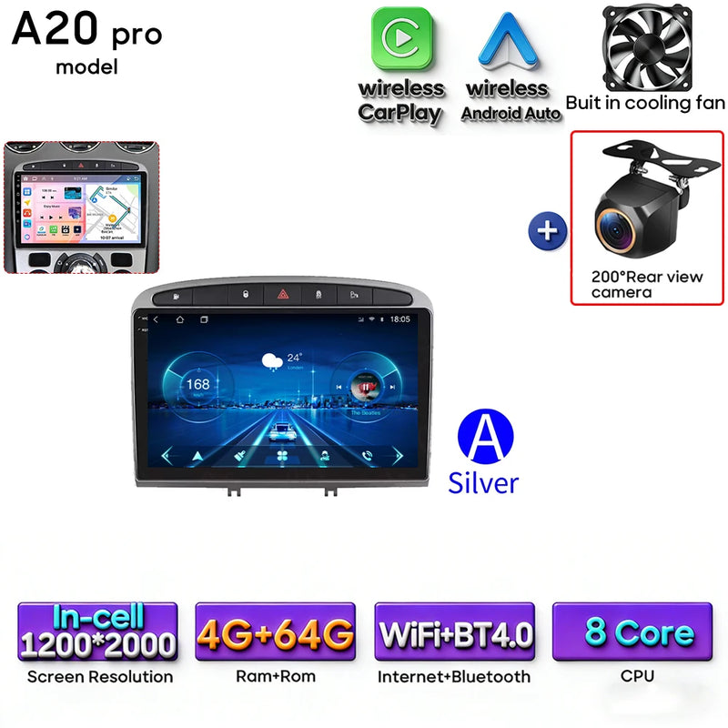 Autoradio CarPlay Peugeot 308, RCZ et 408 – Écran 9 pouces, Android 16, vue 7