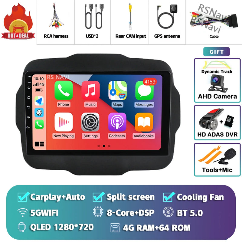 Autoradio CarPlay Jeep Renegade (2016-2020) – Écran 9 pouces, jusqu'à 16 Go + 512 Go, vue 36