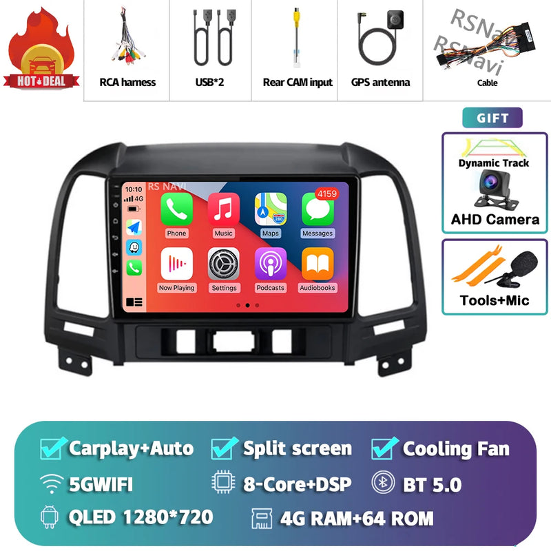 Autoradio CarPlay Hyundai Santa Fe 2 (2006-2012) – Écran 9 pouces, jusqu'à 16 Go + 512 Go, vue 39