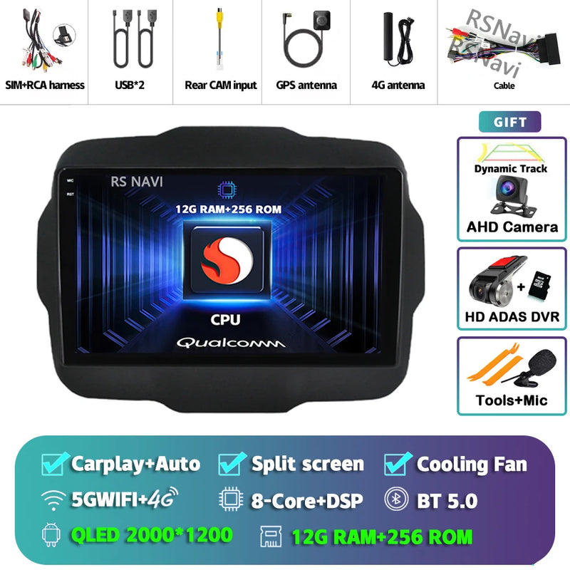 Autoradio CarPlay Jeep Renegade (2016-2020) – Écran 9 pouces, jusqu'à 16 Go + 512 Go, vue 48