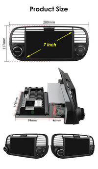 Autoradio CarPlay Fiat 500 (2007-2015) – Écran 7 pouces, 8 cœurs, jusqu'à 8 Go + 128 Go, vue 50
