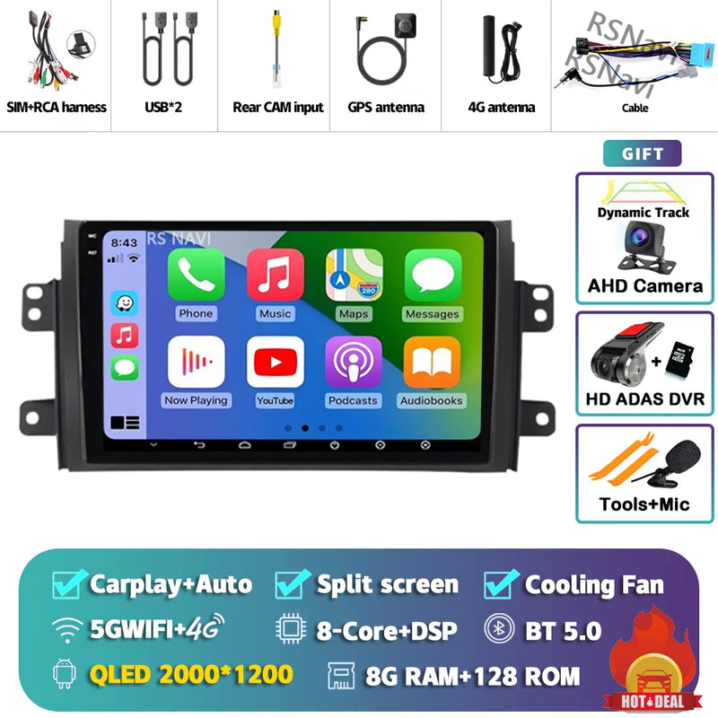 Autoradio CarPlay Suzuki SX4 (2006-2013) – Écran 9 pouces sans fil, jusqu'à 12 Go + 256 Go, vue 32