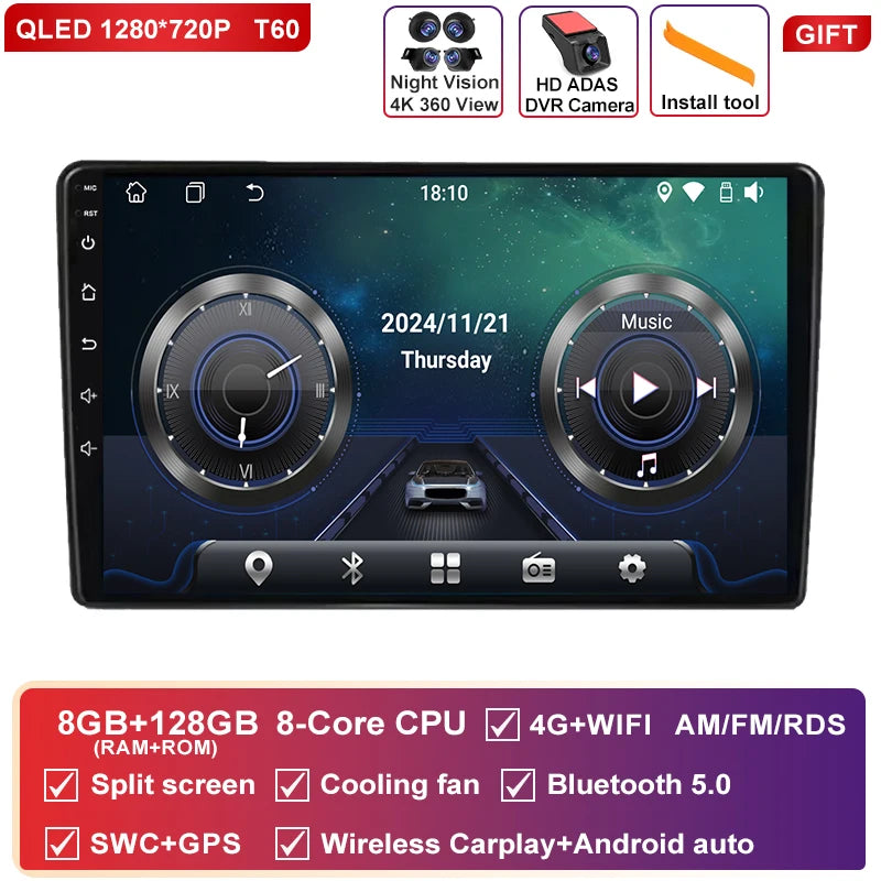 Autoradio CarPlay Peugeot 308 T9 et 308S (2013-2017) – Écran 9 pouces, sans fil, vue 36