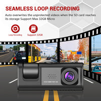 Dashcam Avant et Intérieur 1080P – Écran 2 Pouces, Caméra Arrière en Option, vue 3