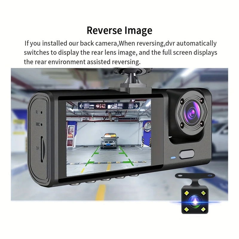 Dashcam Avant et Intérieur 1080P – Écran 2 Pouces, Caméra Arrière en Option, vue 6
