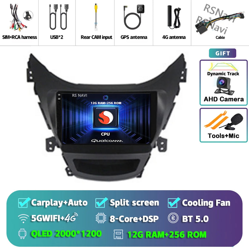 Autoradio CarPlay Hyundai Elantra (2012-2015) – Écran 9 pouces sans fil, jusqu'à 16 Go + 512 Go, vue 39