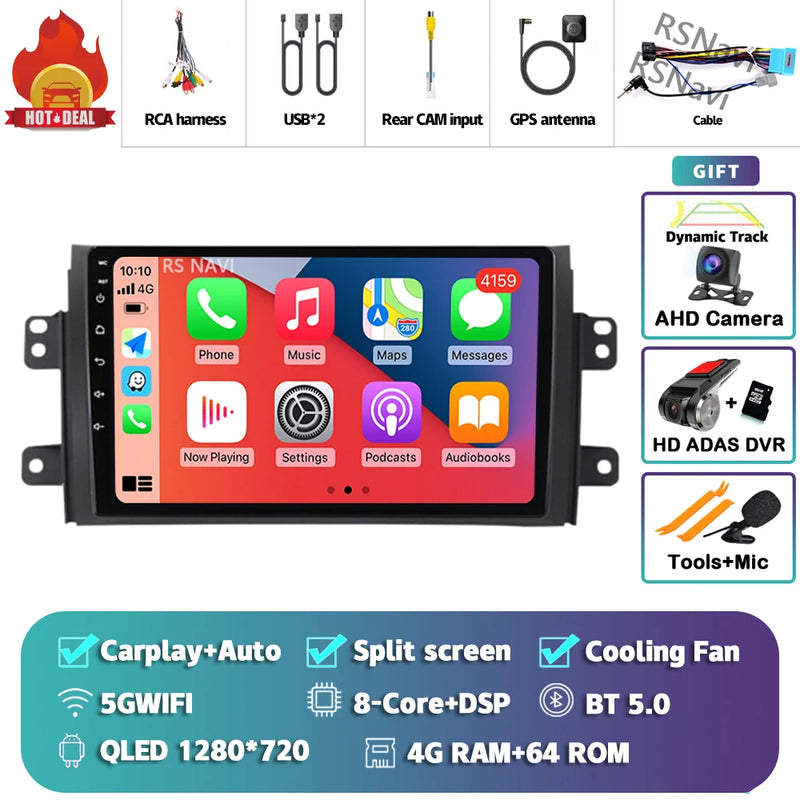 Autoradio CarPlay Suzuki SX4 (2006-2013) – Écran 9 pouces sans fil, jusqu'à 12 Go + 256 Go, vue 48