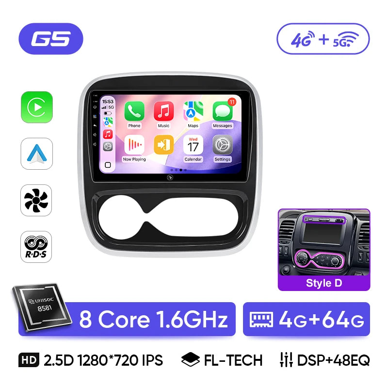 Autoradio CarPlay Renault Trafic 3 et Opel Vivaro B (2014-2018) – Écran 9 pouces, sans fil, vue 26