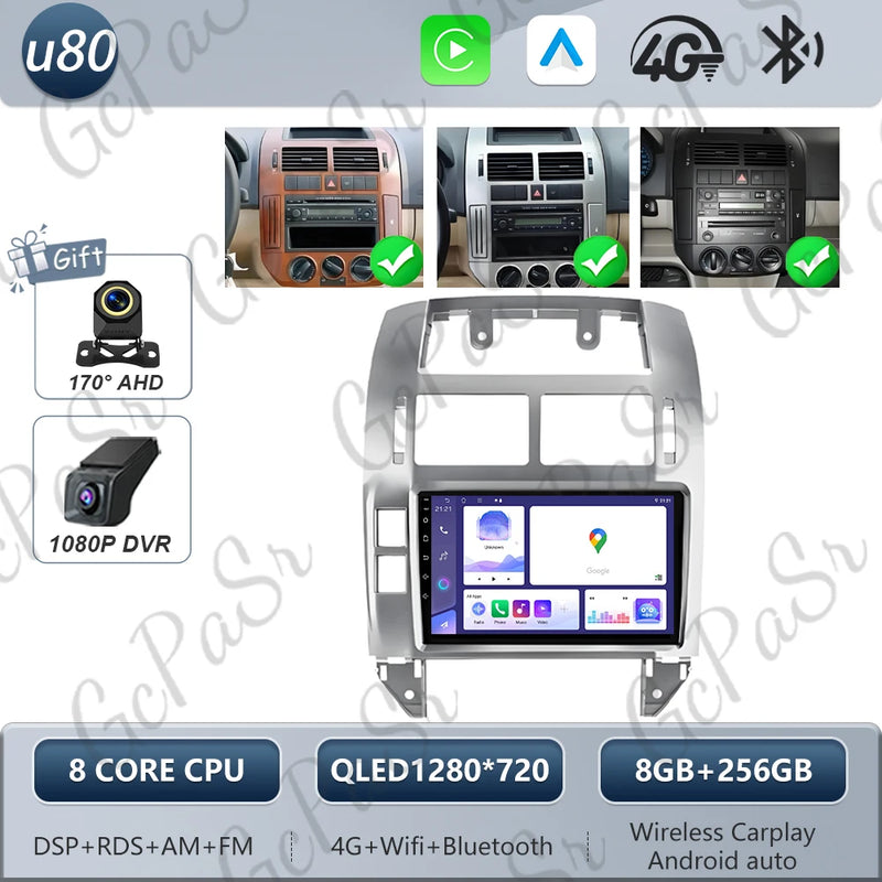 Autoradio CarPlay Volkswagen Polo 4 (2004-2009) – Écran 9 pouces, cadre noir ou argent, vue 52