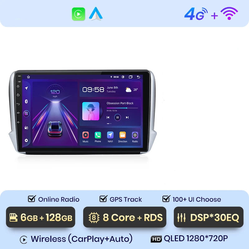 AUTORADIO CARPLAY PEUGEOT 208 (2012–2018)