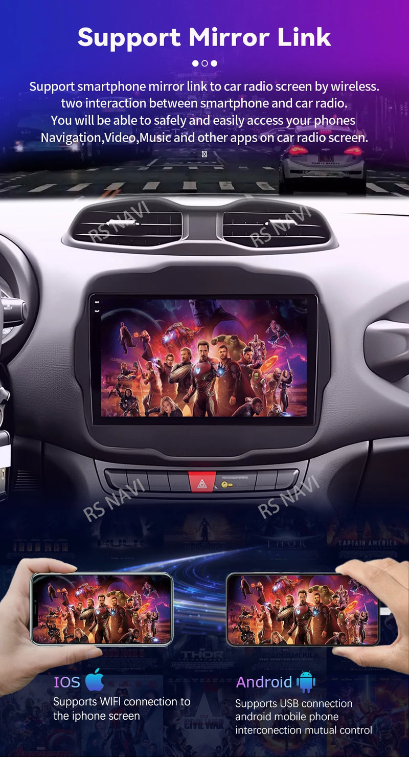 Autoradio CarPlay Jeep Renegade (2016-2020) – Écran 9 pouces, jusqu'à 16 Go + 512 Go, vue 27