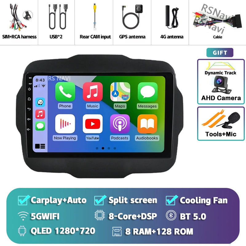 Autoradio CarPlay Jeep Renegade (2016-2020) – Écran 9 pouces, jusqu'à 16 Go + 512 Go, vue 38