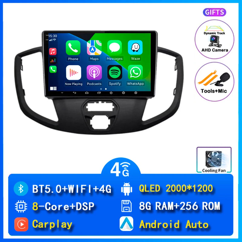 Autoradio CarPlay Ford Transit (2015-2018) – Écran 9 pouces, 4G, jusqu'à 12 Go + 256 Go, vue 9
