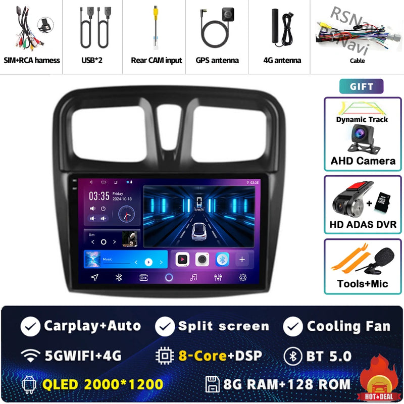 Autoradio CarPlay Dacia Sandero et Logan 2 (2014-2019) – Écran 9 pouces, jusqu'à 12 Go + 256 Go, vue 24