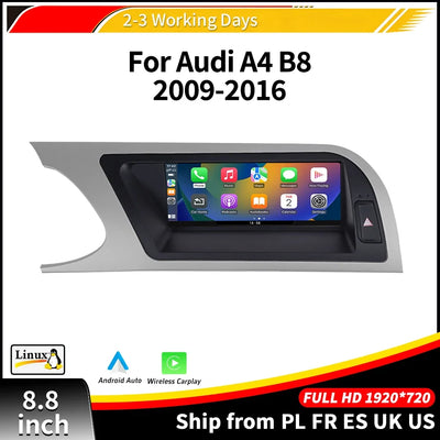 Becquet Voiture Autoradio Audi A4 B8 A5, Écran Tactile 8,9'' CarPlay