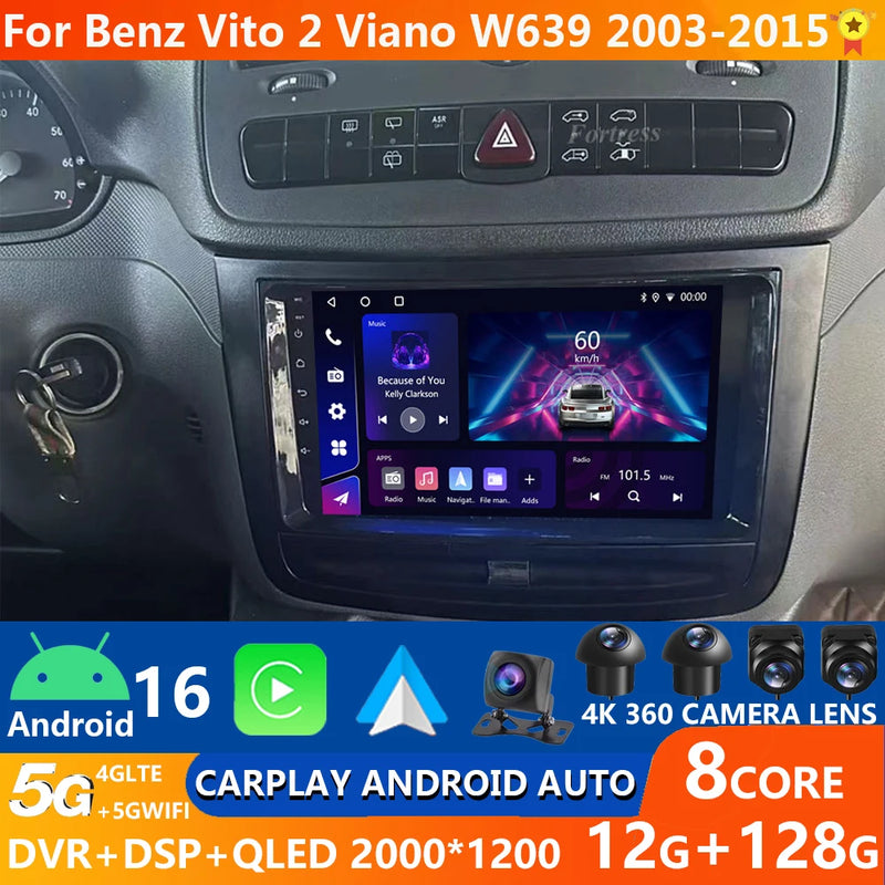 Autoradio CarPlay Mercedes Vito Viano W639 (2003-2015) – Écran QLED 10 pouces