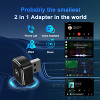 Adaptateur CarPlay Sans Fil USB 2 en 1 – 7 Modèles au Choix, Bluetooth 5.4, Wi-Fi 5,8 GHz, vue 2