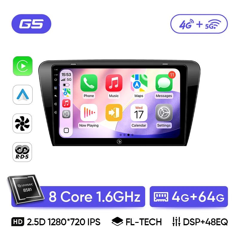 Autoradio CarPlay Skoda Octavia 3 (2015-2020) – Écran 10 pouces, sans fil, vue 11