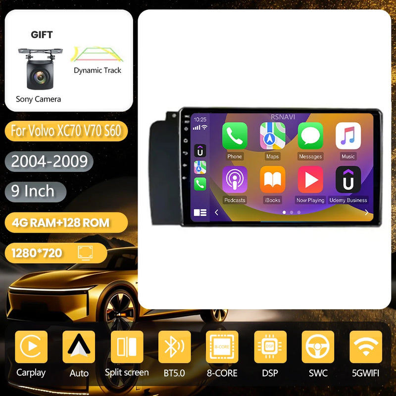 Autoradio CarPlay Volvo XC70, V70 et S60 (2004-2009) – Écran 9 pouces, jusqu'à 16 Go + 256 Go, vue 17