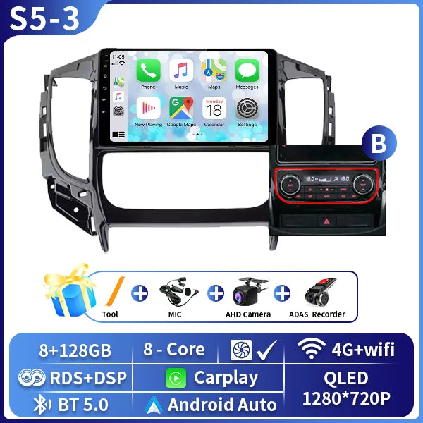 Autoradio CarPlay Mitsubishi L200, Pajero Sport et Triton (2015-2019) – Écran 9 pouces, jusqu'à 8 Go + 128 Go, vue 9