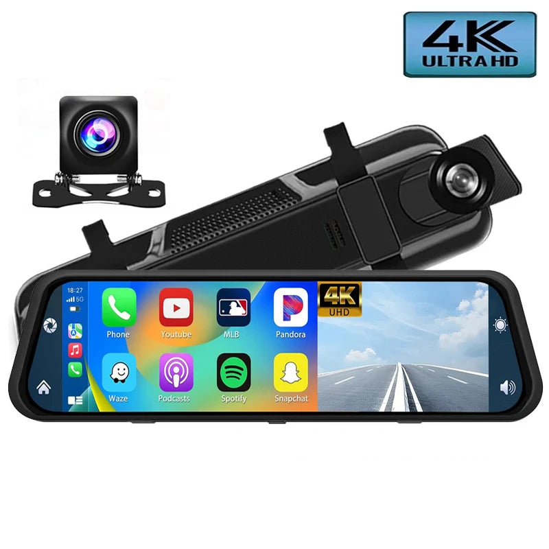 rétroviseur caméra sans fil 4K – CarPlay Android Auto + GPS WiFi 5G