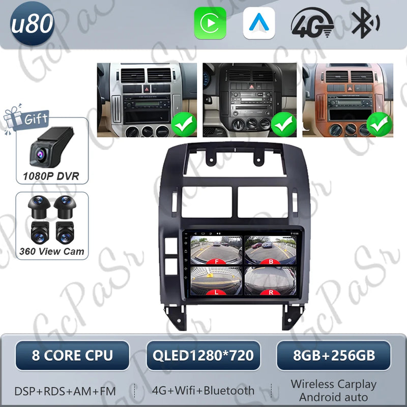 Autoradio CarPlay Volkswagen Polo 4 (2004-2009) – Écran 9 pouces, cadre noir ou argent, vue 41