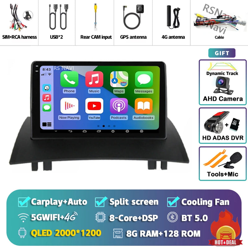 Autoradio CarPlay Renault Mégane 2 (2002-2009) – Écran 9 pouces, jusqu'à 16 Go + 512 Go, vue 42