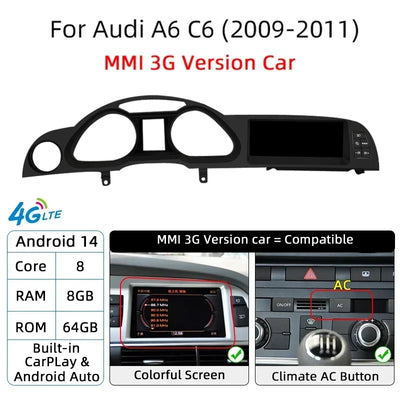 Autoradio Android pour Audi A6 C6 Q7 4L DSP MMI