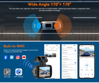 Dashcam 4K Avant et Arrière 4K – Écran 2 Pouces, Wi-Fi, GPS en Option, vue 8