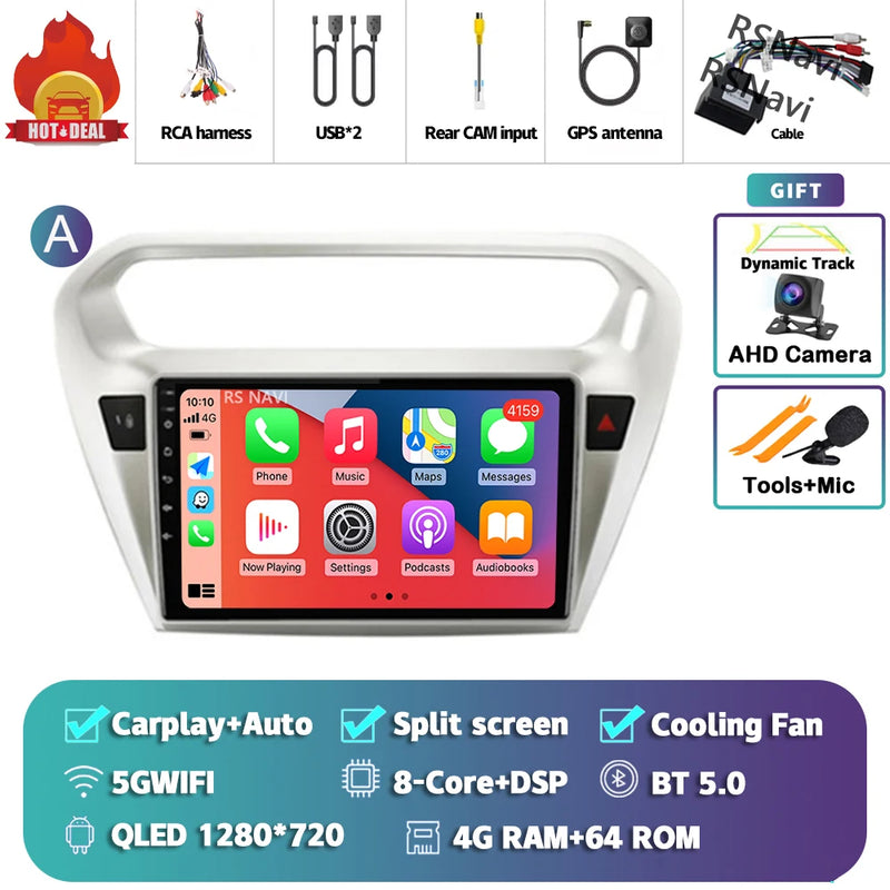 Autoradio CarPlay Peugeot 301 et Citroën C-Elysée (2012-2016) – Écran QLED, Android 16, vue 39