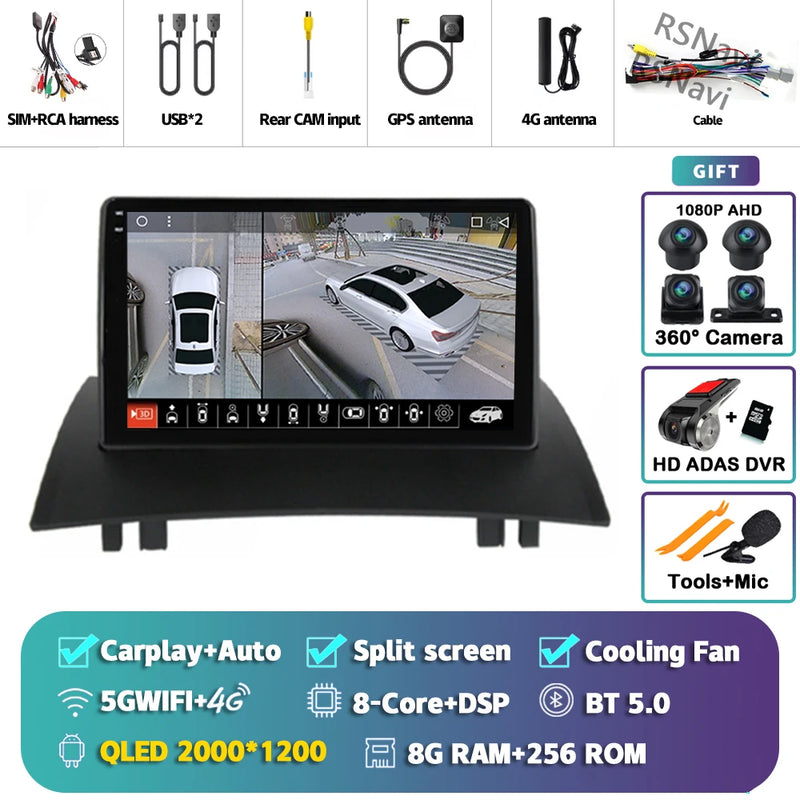 Autoradio CarPlay Renault Mégane 2 (2002-2009) – Écran 9 pouces, jusqu'à 16 Go + 512 Go, vue 33